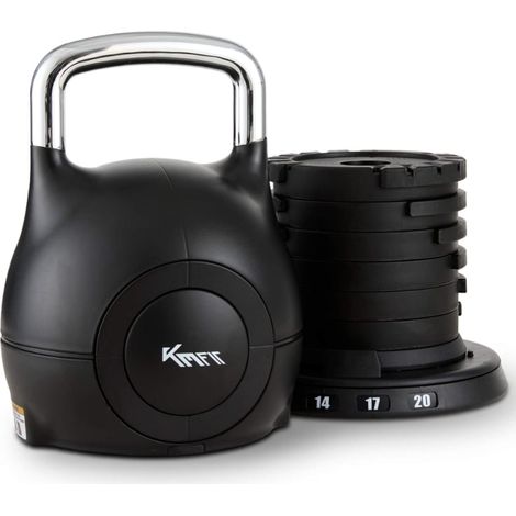 KM-Fit Verstellbare Kettlebell 2-20 kg (7-in-1), Platzsparende Kugelhantel mit Stahlgriff für Home-Gym & Fitness (1/5)