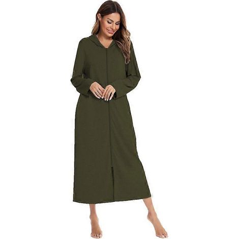 Peignoir à capuche pour femme avec fermeture éclair, style automne/hiver, décontracté et confortable pour la maison. (1/5)
