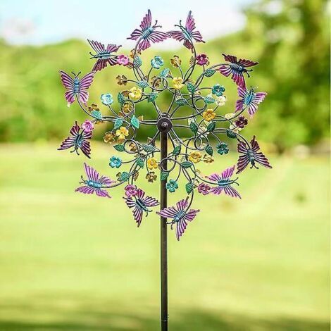 Moulins à vent en métal pour pelouse - Décoration de jardin extérieure magique avec des sculptures mobiles uniques (1/5)