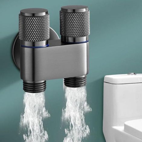 Robinet de toilette noir, double vanne de commande, buse de bidet portable de 20 mm. (1/5)