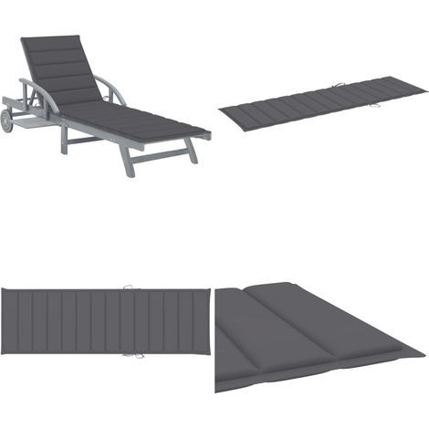 Chaise longue de jardin avec coussin Bois d'acacia solide - Chaises Longues - Chaises Longues En Bois - Mobilier De Jardin - Salon De Jardin - Bain De Soleil - Home & Living (1/5)