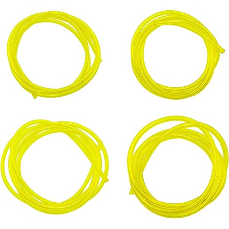 4 Pièces Tuyau carburant, PVC transparent jaune, 1.5mètres, 4 tailles, pour tronçonneuse débroussailleuse souffleur