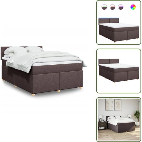 Coprimaterasso per letto - vidaXL Giroletto a Molle con Materasso Marrone Scuro 140x190cm Tessuto - Letto con testiera