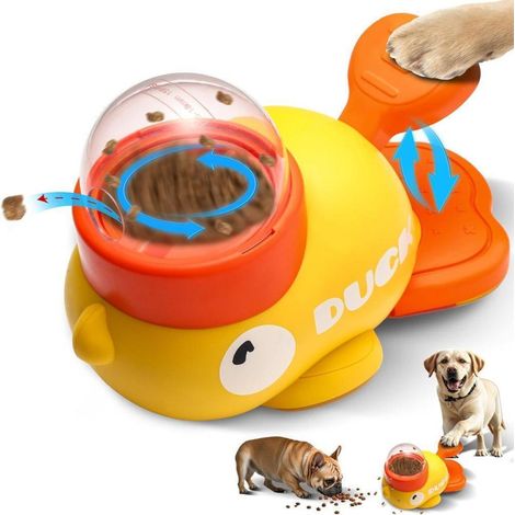 Jouet pour animaux de compagnie en forme de canard, distributeur de croquettes à alimentation lente, convient aux chats de petite et moyenne taille. (1/5)