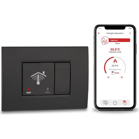 VEMER VE796100 OIKOS WIFI - Cronotermostato WiFi da Incasso 2 Moduli, Termostato Smart Controllabile con APP, Compatibile Alexa e Google Home, Programmazione Settimanale, Alimentazione 230V, Grigio (1/2)
