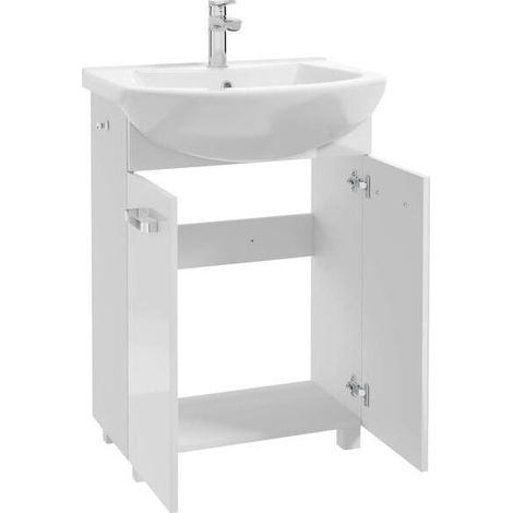 Meuble de salle de bain avec vasque 85x60cm blanc sur pieds Mila (1/5)