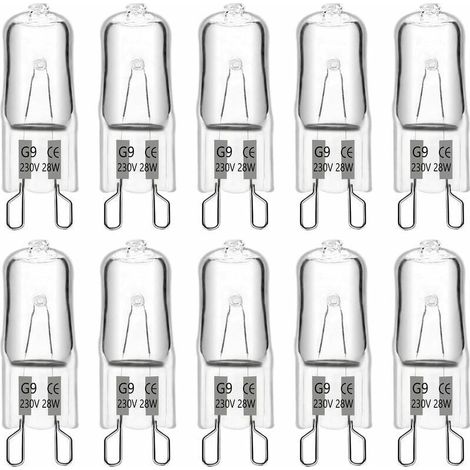 Ampoule Halogene G9 28W 230V, 370LM 2700K Blanc Chaud Dimmable, G9 Ampoules Capsule, pour Lustres, Lampes de Paysage, Appliques Murales, Éclairage d'armoire, Lot de 10 (1/5)