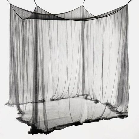 Moustiquaire Lits Simples/Doubles Moustiquaire Universelle, Grande Moustiquaire Polyester Insectifuge avec Outils d'Installation-Carré-Noir (1/4)