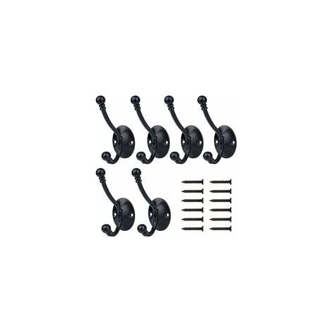 6 Pièces Patère, Rétro Crochet de Manteau Patère Porte Manteau Murale Crochet de Porte Métal pour Salle de Bain Cuisine Chambre Entrée, Noir