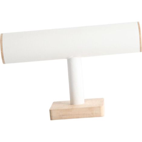 Armbandständer, Armreifhalter, Schmuckaufbewahrungsturm aus Holz mit T-förmigem Bügel, robuste Fotorequisite, hochwertige Verarbeitung, dekorative Uhrenhalterung-White (1/5)
