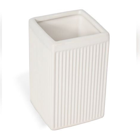 Porta spazzolini da appoggio bianco bicchiere mod. Zoe (1/3)