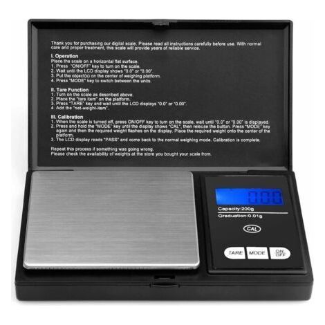Pocket scale 200g x 0.01g – Kitchen scale with LCD display and tare function – Precision for exact weighings (1/5)