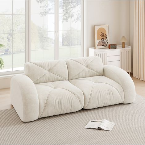 Divano modulare 2 posti senza struttura in ciniglia bianca 32D senza montaggio OKWISH (1/5)