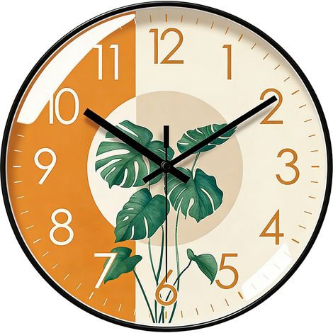 Horloge murale (30 cm), silencieuse, motif écaille de tortue et feuilles de bambou, décoration intérieure, cadeau original (1/5)