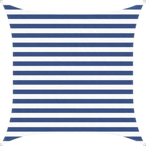 Voile d'ombrage bleue et blanche, 2 x 2 mètres, 100% polyester Oxford. (1/5)
