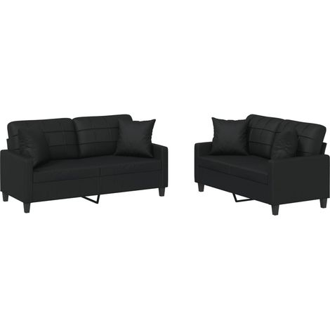 Maison Exclusive - Set di Divani 2 pz con Cuscini Nero in Similpelle