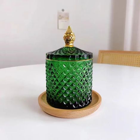 Bocal à bonbons en verre de luxe avec couvercle, boîte de rangement pour noix, objet de décoration de bureau.