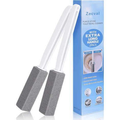 2 Pack Pumice Stone Toilet Bowl Cleaning Brush, with Extra Long Handle, Removes Hard Water Rings, Calcium Buildup and Rust, Suitable for Cleaning Toilet, Tile, Kitchen Sink , the grill (1/5)