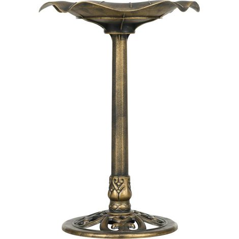 Bain d'oiseaux Abreuvoir, mangeoire pour Oiseaux bassin forme feuille de lotus, dim. Ø 50 x 71H cm polypropylène Bronze (1/5)