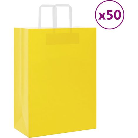 Sacs en papier 50 pcs avec poignées jaune 32x17x44 cm vidaXL