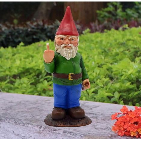 Statue De Nain - 1 Pièce - Résine - Doigt D'honneur - Décoration Jardin Extérieur - 15cm (1/5)