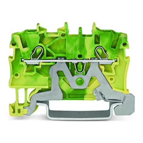 Morsetto Passante Terra 1mm² Verde Giallo per Guida DIN Wago 2000-1207 (1/3)