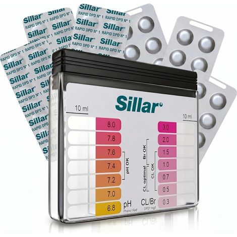 Testeur Piscine pH et Chlore – Trousse Analyse Eau avec 60 Pastilles Test Phenol Red et DPD1 – Compartiments Séparés pour Contrôle de la Qualité de l'Eau – Piscine et Spa (1/5)
