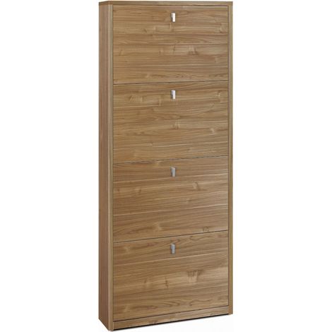 Zapatera de 4 puertas 63L x 18P x h154 – Acabado en madera nogal – Sarmog