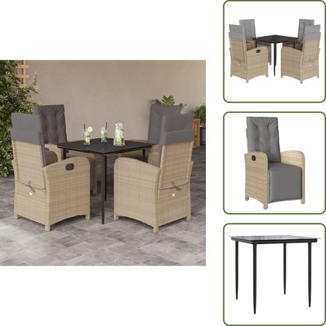 Cuscini da seduta - vidaXL Set da Pranzo da Giardino 5 pz con Cuscini Beige in Polyrattan - Rattan PE