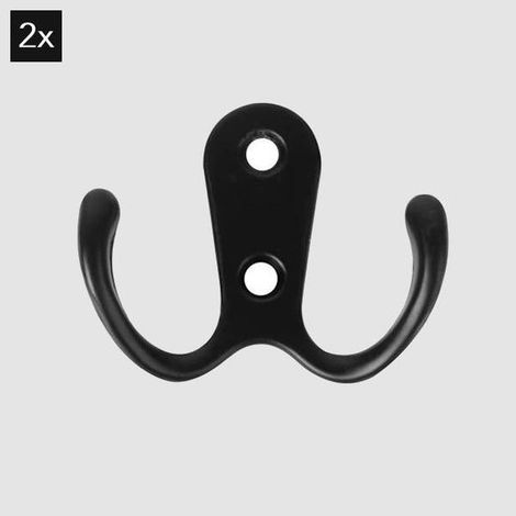 Doppelhaken, 2er-Pack, schwarze Kleiderhaken mit Schrauben, für Bad, Küche, Kleidung, stilvoll (1/5)