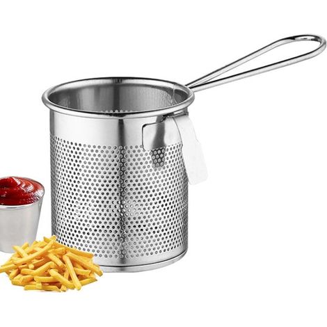 1 Nudelsieb (8 × 9 × 7 cm, Grifflänge 19 cm) tragbar Nudelsieb für Hot Pot Küchennudelsieb mit verlängertem Griff Blanchiersieb mit feinem Siebge (1/5)