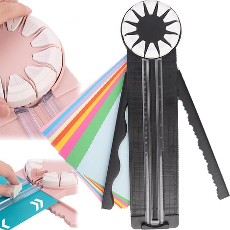 Coupe-papier Multifonction, Coupe-papier Rotatif 12 En 1, Règle De Coupe-papier Manuelle Avec Tête Rotative à 360° Pour Artisanat Photo Postales Scrapbooking Cadeaux Noël (Noir) (1/5)