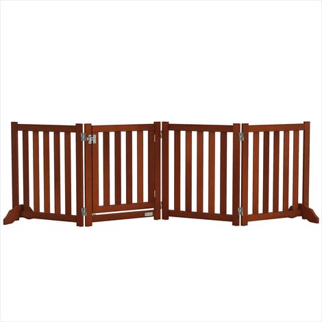 Chatière Barrière de sécurité pour chien 4 panneaux avec porte (1/5)