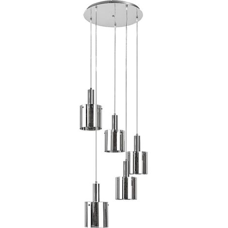 Lampada a sospensione Donati cromato in vetro colorato cromato E27 5x max 40W L: 160 cm Ø42cm dimmerabile (1/5)