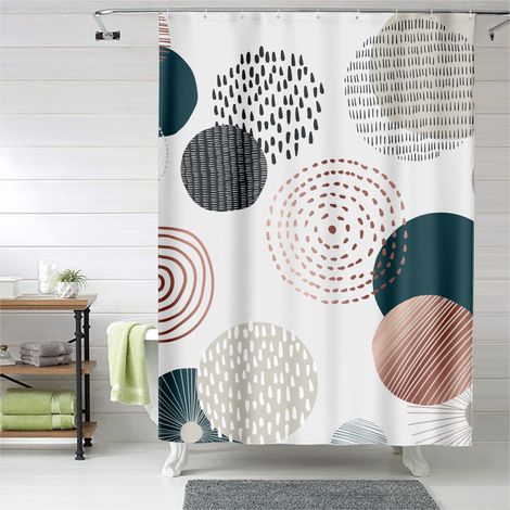 Rideau de douche motifs torsades, œillets plastique, polyester, lavable (1/5)