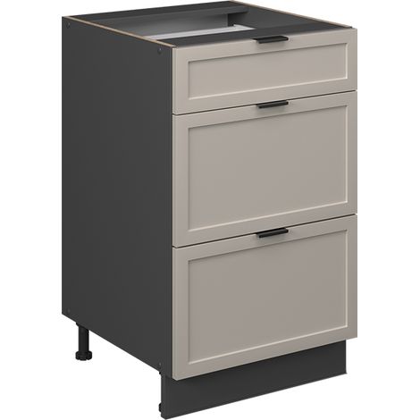 Mobiletto base per cucina Fame-Line, GrigioBeige, 50 cm senza piano di lavoro, Vicco