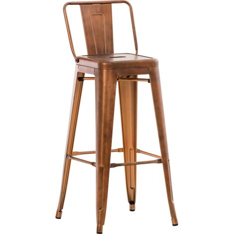 Tabouret de bar x1 design industriel avec dossier et repose-pieds en métal cuivre 100000711 (1/5)