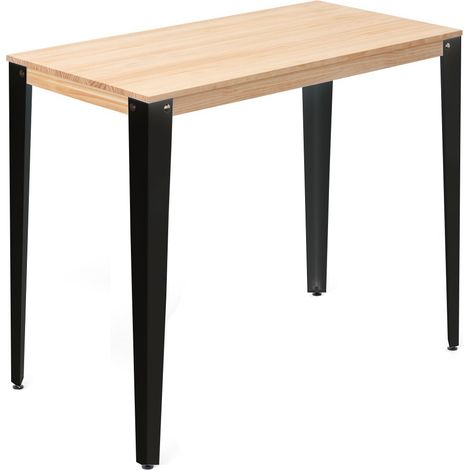 Mesa Lunds Alta 80x140x110cm Negra en madera maciza de pino acabado natural estilo nórdico Industrial Box Furniture (1/5)