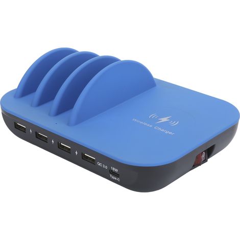 STW‑8128 Station de charge multifonction multiport Chargeur portable pour iOS/Huawei/Xiaomi/Samsung Prise UE (100‑240 V)