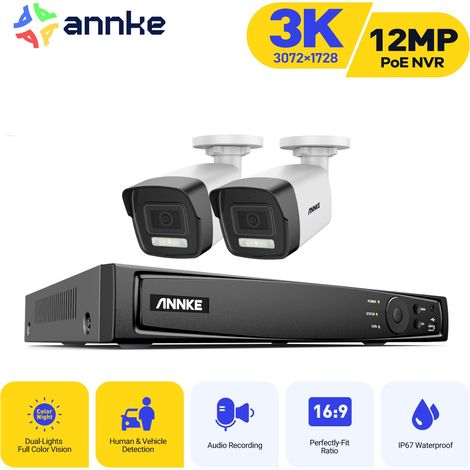 ANNKE Sistema de Cámaras Seguridad Exterior 2 Cámaras Detección Movimiento Alarma E-Mali Kit Cámara de Vigilancia Acceso Remoto (1/5)