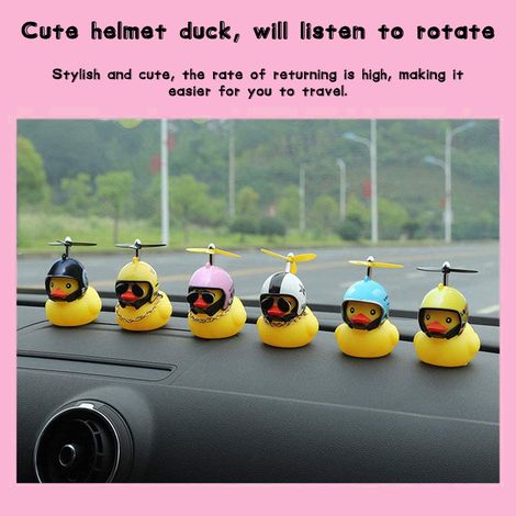 Décoration de voiture en forme de canard jaune avec casque à hélice, pour adultes et enfants. (1/5)