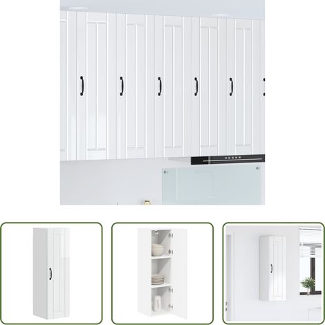 Küchenschrank Hochglanz Weiß -  Küchenschrank Hochglanz Weiß 30 x 31 x 100 cm Holzwerkstoff (1/5)