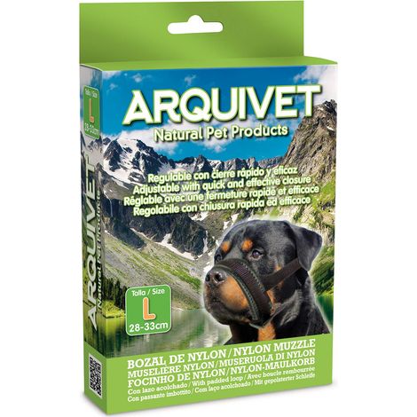 Arquivet Museruola Nylon Taglia L con Fiocco Imbottito per Cani - Passeggiata, addestramento e Protezione - Colore Nero - per Cani Medi e Grandi - Accessori per Cani (1/5)