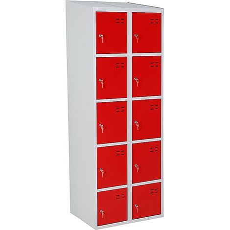 Garderobenschränke mit kleinen Fächern - 10 Türen - Rot - 4011071353