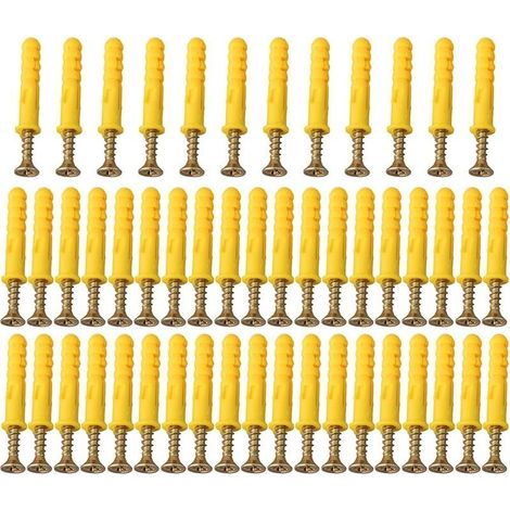 Lot de 50(M6 x 30) chevilles murales robustes et vis pour cloison sèche, vis d'expansion en acier inoxydable, pour sécuriser les articles ménagers (1/5)