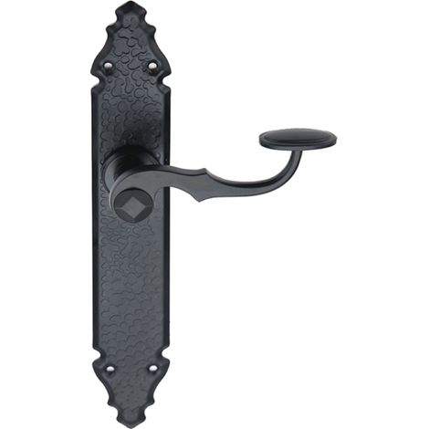 Manilla con placa forja negro aluminio alta intensidad puerta interior exterior