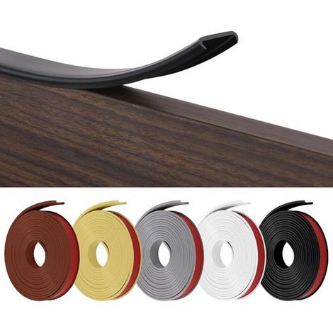 Protection d'angle de table bébé en TPE souple avec finition en U, adhésive, convient aux coins de tables et de meubles, noir, 16 mm x 5 m (1/5)