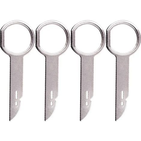 4 Pièces Clé Extraction autoradio, Demontage Cle Outils de DéMontage de Garnitures Universel Autoradio, Acier Inoxydable Clef Extraction Autoradio (1/5)