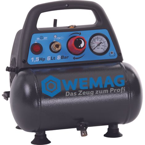 WEMAG Kompressor Airliner 110-6 ölfrei 8 bar 6 L. Kessel 230 V/50 Hz, 1,5 PS