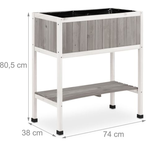 Jardinera elevada jardín balcón hierbas flores 80,5 x 74 x 38 cm uso cómodo diseño moderno en madera natural 130011524 (1/4)